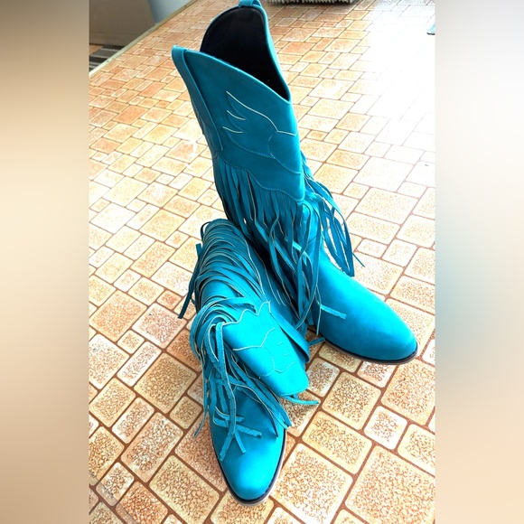 🆕Fringe Turquoise Women’s Western Boots. Size 9. NWT. - Picture 9 of 10